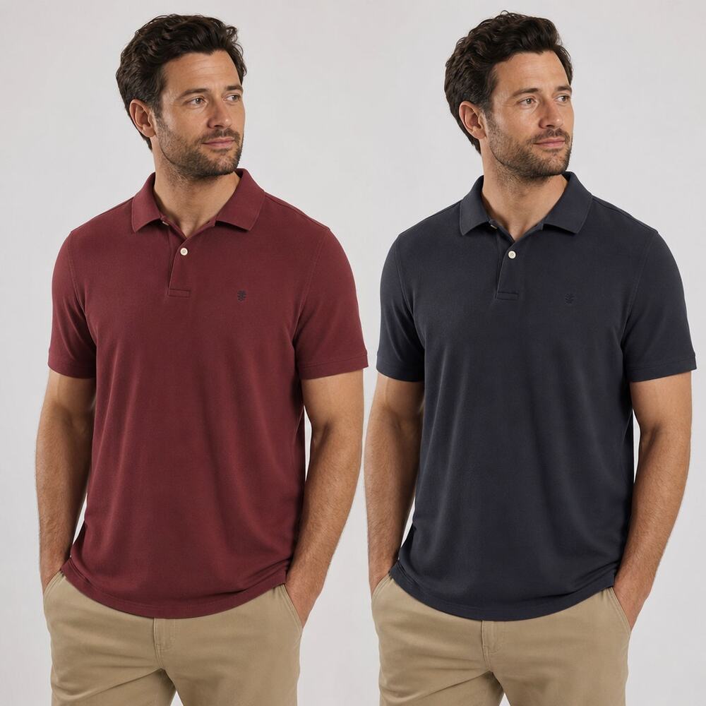 IZOD Men’s XL Polo 2 Shirt Lot Performance Stretch Burgundy & Deep Purple NWOT